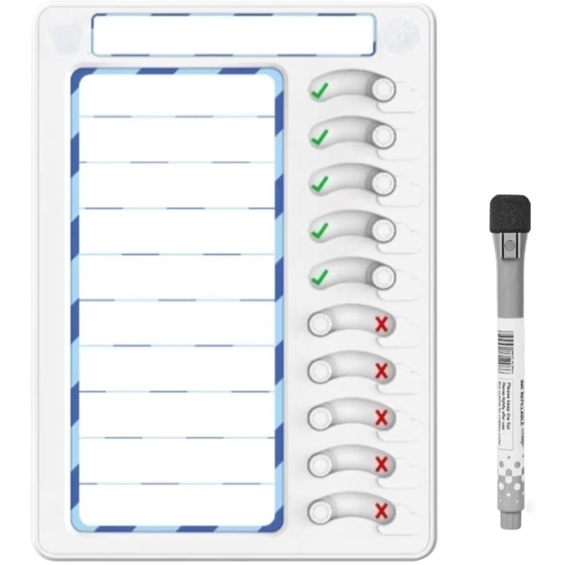 Tableau de corvée effaçable pour listes de choses à faire - Tableau de routine coulissant - Outils de TDAH et horaires visuels p