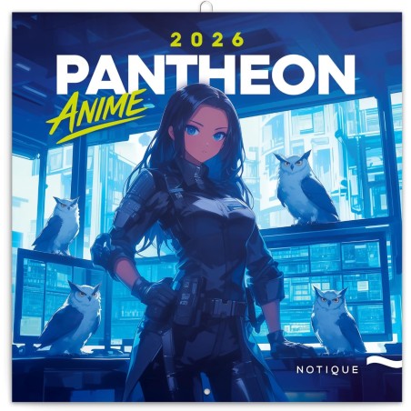 NOTIQUE Calendrier mural 2026 avec brochures de dessin animé New Pantheon avec calendrier mensuel, 30 x 30 cm, 30 x 60 cm, ouver