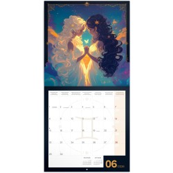 NOTIQUE Calendrier mural 2026 avec brochures d'anime zodiaque, calendrier mensuel, 30 x 30 cm, 30 x 60 cm, ouvert