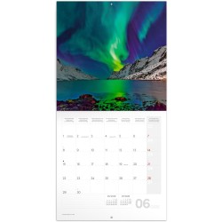 NOTIQUE Calendrier mural 2026 avec aurores boréales - Calendrier mensuel - 30 x 30 cm (30 x 60 cm) ouvert