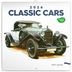 NOTIQUE Calendrier mural 2026 Classic Cars - Sans plastique - Avec calendrier mensuel - 30 x 30 cm (30 x 60 cm) ouvert