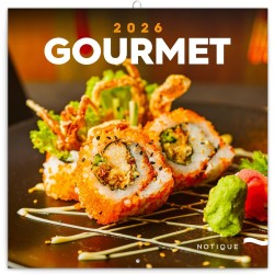 NOTIQUE Calendrier mural 2026 Gourmet - Avec brochures mensuelles - 30 x 30 cm (30 x 60 cm) ouvert