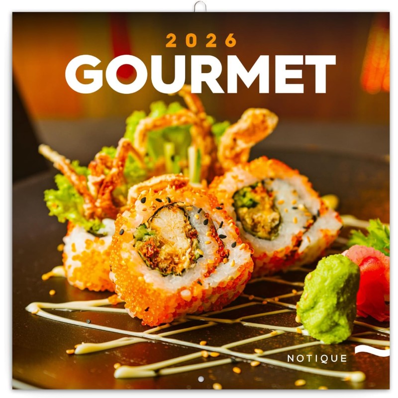 NOTIQUE Calendrier mural 2026 Gourmet - Avec brochures mensuelles - 30 x 30 cm (30 x 60 cm) ouvert