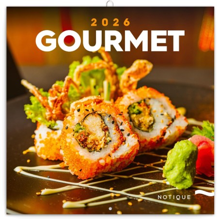 NOTIQUE Calendrier mural 2026 Gourmet - Avec brochures mensuelles - 30 x 30 cm (30 x 60 cm) ouvert