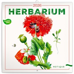 NOTIQUE Calendrier mural 2026 Herbier, sans plastique, avec calendrier mensuel, calendrier brochure, 30 x 30 cm, 30 x 60 cm, ouv