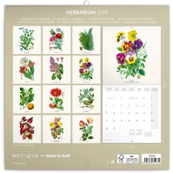 NOTIQUE Calendrier mural 2026 Herbier, sans plastique, avec calendrier mensuel, calendrier brochure, 30 x 30 cm, 30 x 60 cm, ouv