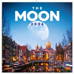 NOTIQUE Calendrier mural 2026, lune, brochures, avec calendrier mensuel, 30 x 30 cm, 30 x 60 cm, ouvert