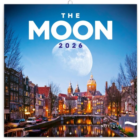NOTIQUE Calendrier mural 2026, lune, brochures, avec calendrier mensuel, 30 x 30 cm, 30 x 60 cm, ouvert