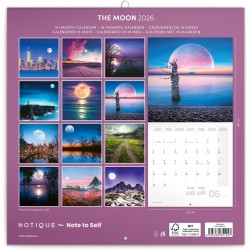NOTIQUE Calendrier mural 2026, lune, brochures, avec calendrier mensuel, 30 x 30 cm, 30 x 60 cm, ouvert