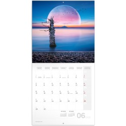 NOTIQUE Calendrier mural 2026, lune, brochures, avec calendrier mensuel, 30 x 30 cm, 30 x 60 cm, ouvert