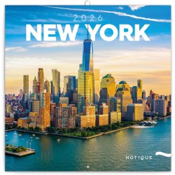 NOTIQUE Calendrier mural 2026 New York avec brochures mensuelles, 30 x 30 cm, 30 x 60 cm, ouvert