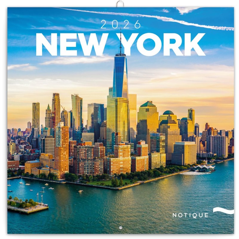 NOTIQUE Calendrier mural 2026 New York avec brochures mensuelles, 30 x 30 cm, 30 x 60 cm, ouvert