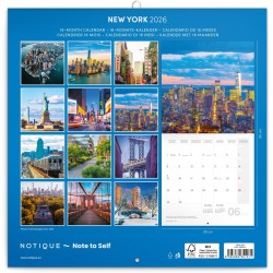 NOTIQUE Calendrier mural 2026 New York avec brochures mensuelles, 30 x 30 cm, 30 x 60 cm, ouvert