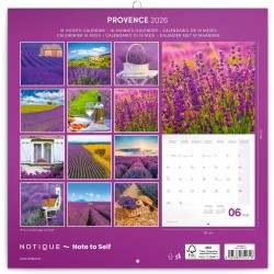 NOTIQUE Calendrier mural 2026 Provence - Avec brochures mensuelles - 30 x 30 cm (30 x 60 cm ouvert)