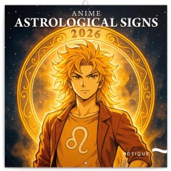 NOTIQUE Calendrier mural 2026 - Signes astrologiques de l'anime - Sans plastique - Avec calendrier mensuel - 30 x 30 cm (30 x 60