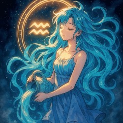 NOTIQUE Calendrier mural 2026 - Signes astrologiques de l'anime - Sans plastique - Avec calendrier mensuel - 30 x 30 cm (30 x 60