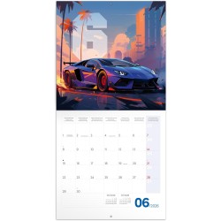 NOTIQUE Calendrier mural 2026 - Fantastiques voitures - Avec calendrier mensuel - 30 x 30 cm (30 x 60 cm ouvert)