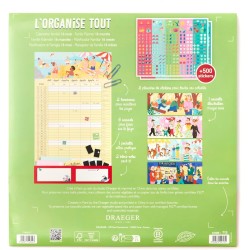 DRAEGER PARIS 1886 - Organiseur familial mural 28x28 cm - 2026-18 fiches mensuelles - Papier FSC - Planification famille