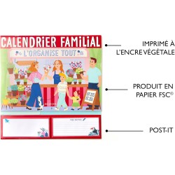 DRAEGER PARIS 1886 - Organiseur familial mural 28x28 cm - 2026-18 fiches mensuelles - Papier FSC - Planification famille