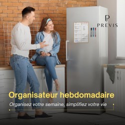 Previs Planning Frigo Magnetique Planificateur Hebdomadaire A4 (21x30CM) avec 3 Marqueurs Premium-Tableau Magnetique Frigo Aiman