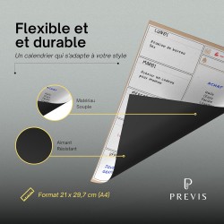 Previs Planning Frigo Magnetique Planificateur Hebdomadaire A4 (21x30CM) avec 3 Marqueurs Premium-Tableau Magnetique Frigo Aiman
