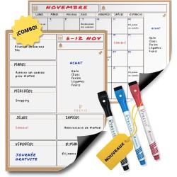 Previs Pack Calendrier Magnétique Mensuel A4 + Agenda Magnétique Hebdomadaire A4 pour Réfrigérateur - Organisateur - Agenda, Men