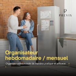Previs Pack Calendrier Magnétique Mensuel A4 + Agenda Magnétique Hebdomadaire A4 pour Réfrigérateur - Organisateur - Agenda, Men