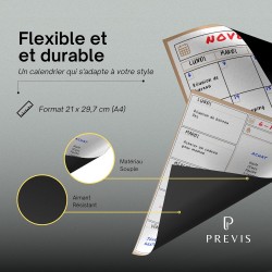 Previs Pack Calendrier Magnétique Mensuel A4 + Agenda Magnétique Hebdomadaire A4 pour Réfrigérateur - Organisateur - Agenda, Men