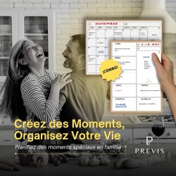 Previs Pack Calendrier Magnétique Mensuel A4 + Agenda Magnétique Hebdomadaire A4 pour Réfrigérateur - Organisateur - Agenda, Men