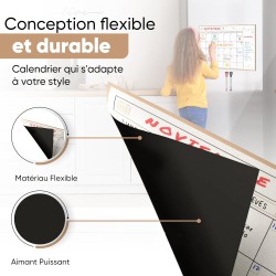Previs Calendrier Magnetique Frigo A4 (21X29CM) avec 3 Marqueurs Premium- Planning Magnetique - Magnet Organisateur Familial Pol