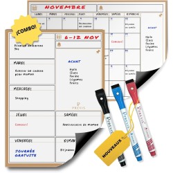 Previs Pack Calendrier Magnétique Mensuel A3 + Agenda Magnétique Hebdomadaire A3 pour Réfrigérateur - Organisateur - Agenda, Men