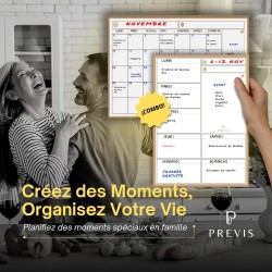 Previs Pack Calendrier Magnétique Mensuel A3 + Agenda Magnétique Hebdomadaire A3 pour Réfrigérateur - Organisateur - Agenda, Men