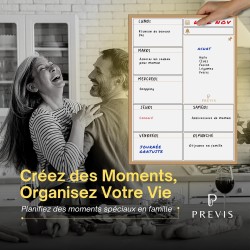 Previs Planning Frigo Magnetique Hebdomadaire A3 (30X40CM) avec 3 Marqueurs Premium - Idéal pour les listes de courses et l'orga
