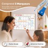Previs Calendrier Magnetique A3 (30x40CM) avec 3 Marqueurs Premium - Planning Frigo Mensuel - Organisateur Familial Polyvalent A