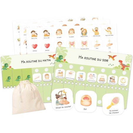 Tableau de Routine Enfant - Routine du Matin et du Soir – Planning Quotidien Enfants – 105 Cartes Illustrées, Planificateur Visu