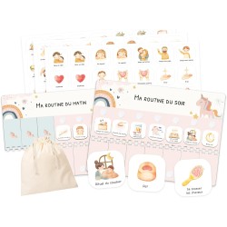 Tableau de Routine Enfant - Routine du Matin et du Soir – Planning Quotidien Enfants – 105 Cartes Illustrées, Planificateur Visu