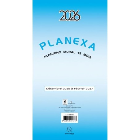 Exacompta - 34500E - Planexa 5 volets - Dimension 18 x 33 cm - Décembre 2025 à février 2027