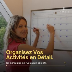 PREVIS Calendrier Mensuel Mural Effacable A2 60X40CM avec 3 feutres - Tableau organisateur mural Planning Mensuel - Planificateu
