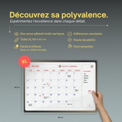 PREVIS Calendrier Mensuel Mural Effacable A2 60X40CM avec 3 feutres - Tableau organisateur mural Planning Mensuel - Planificateu