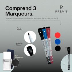 PREVIS Calendrier Mensuel Mural Effacable A2 60X40CM avec 3 feutres - Tableau organisateur mural Planning Mensuel - Planificateu