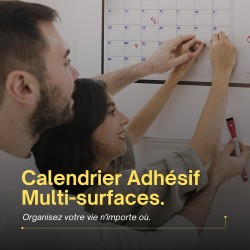 PREVIS Calendrier Mensuel Mural Effacable A3 40X30CM avec 3 feutres - Tableau organisateur mural Planning Mensuel - Planificateu