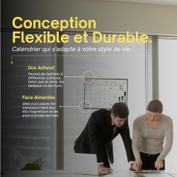 PREVIS Calendrier Mensuel Mural Effacable A3 40X30CM avec 3 feutres - Tableau organisateur mural Planning Mensuel - Planificateu