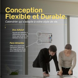 PREVIS Calendrier Mensuel Mural Effacable A4 30X21CM avec 3 feutres - Tableau organisateur mural Planning Mensuel - Planificateu
