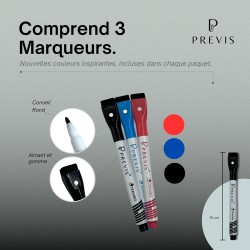 PREVIS Calendrier Mensuel Mural Effacable A4 30X21CM avec 3 feutres - Tableau organisateur mural Planning Mensuel - Planificateu