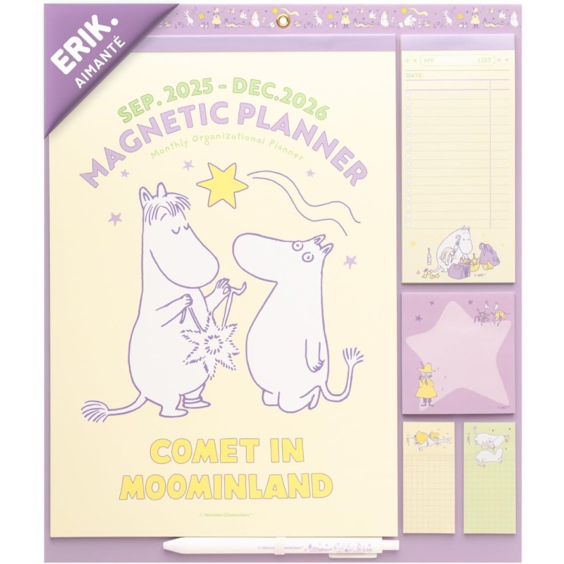 Grupo Erik - Calendrier Magnetique Frigo Moomin - de Septembre 2025 à Décembre 2026 | Planificateur Mensuel 16 mois, Calendrier 