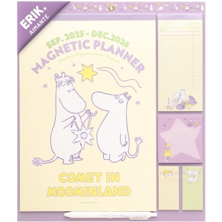 Grupo Erik - Calendrier Magnetique Frigo Moomin - de Septembre 2025 à Décembre 2026 | Planificateur Mensuel 16 mois, Calendrier 