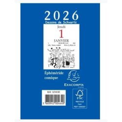 Exacompta 32103E - 1 Bloc Ephéméride Comique - Format 6,5 x 9,7 cm - Janvier 2026 à Décembre 2026