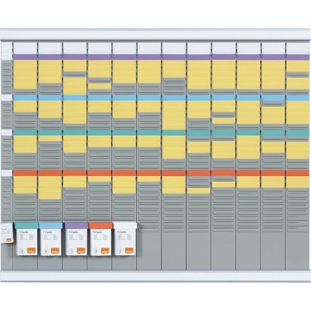 Nobo - Kit Planning Annuel Mural à Fiches T, 12 Colonne & 32 Fentes, Indice 2, Fiches T & Index Inclus, 2990700