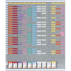 Nobo Planning Annuel à Fiches T Grand Format, 12 Colonnes + 1 Index, 54 Fentes Indice 2, Rails Aluminium, Fiches et Étiquettes a