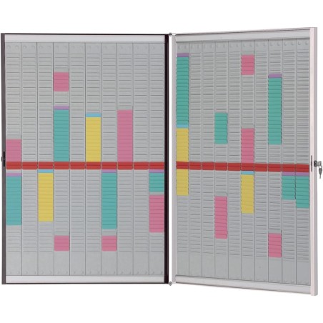 Nobo - Kit Planning à Fiches T Verrouillable, Cadre Effaçable Magnétique, 20 Colonnes & 54 Fentes, Indice 2, Fiches T & Clés Inc